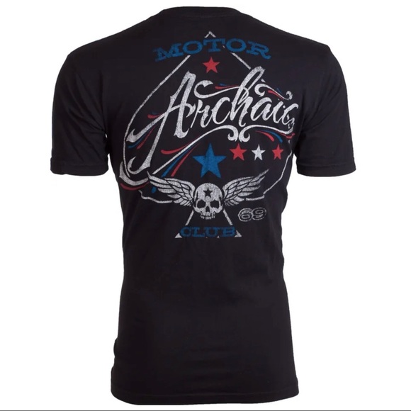 Archaic By Affliction Mens T-shirt Nation Regular Fit Black US Flag S-3XL NWT - Picture 4 of 10